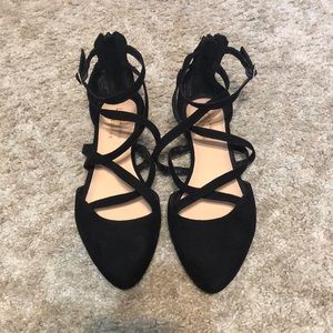 Strappy black flats